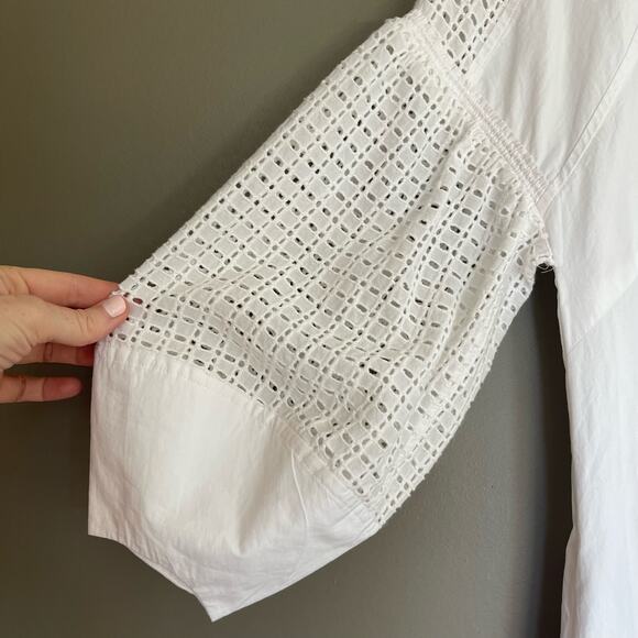 BROCHU WALKER Koren Dress White Size XS Eyelet Lace Oversized Relaxed Chic Crisp - Picture 12 of 16